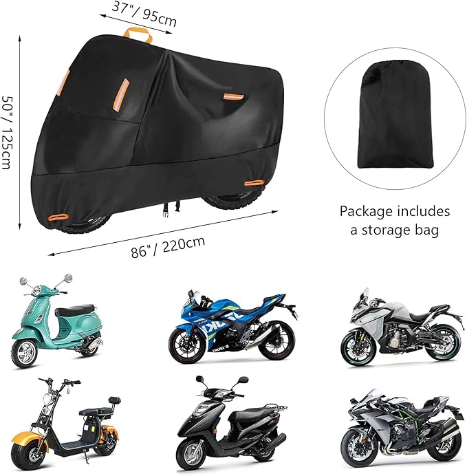 300D Motorbike Cover Waterproof Outdoor, Seceles Durable All Season Protection