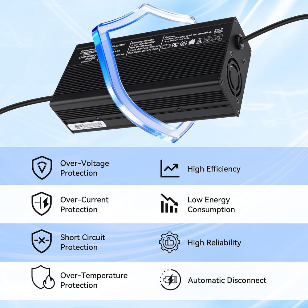 Upgraded Fast Charging 3-Pin 48V 5A Battery Charger for Q20 Ridstar, Battery ...