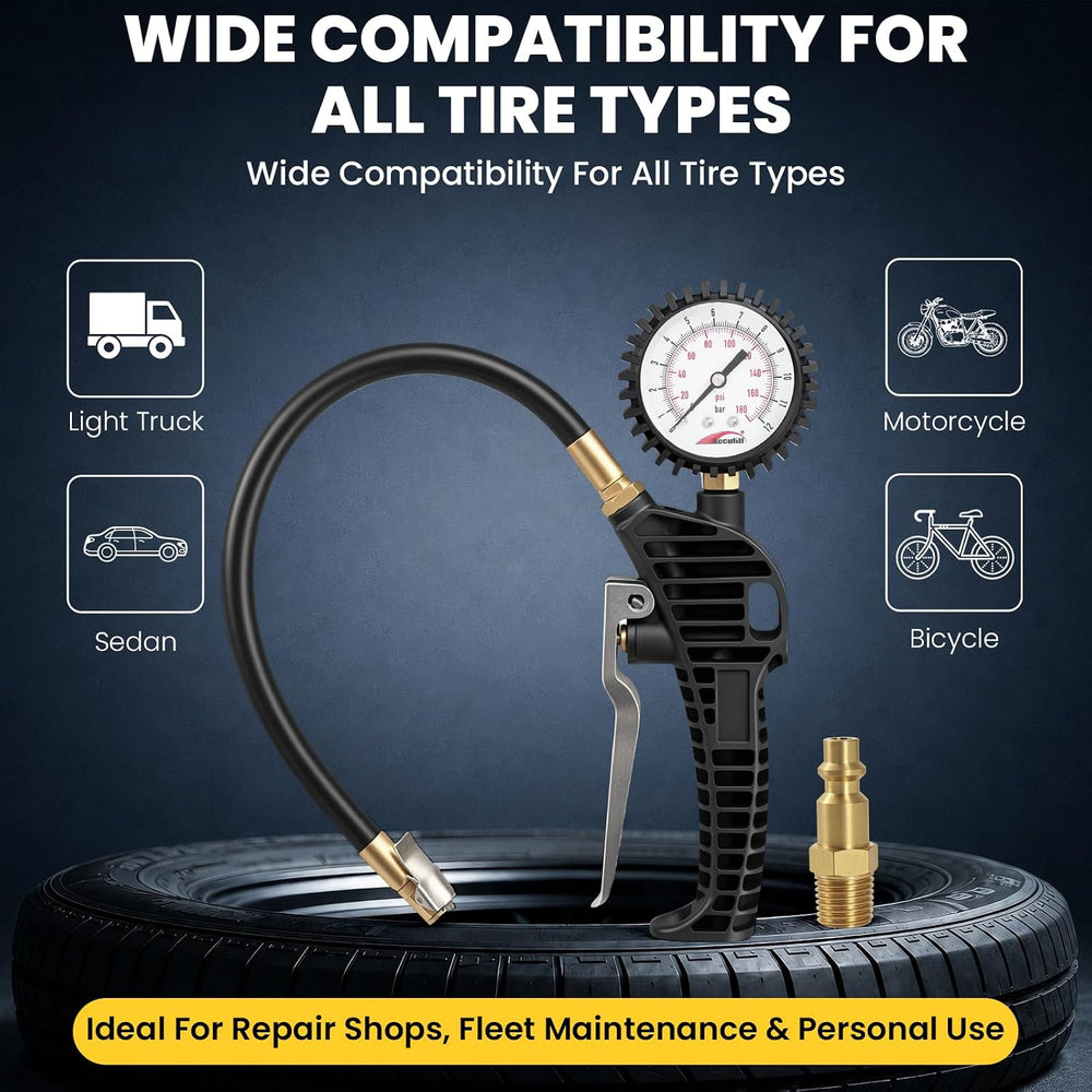 H71 Tire Pressure Gauge with Inflator,180 PSI