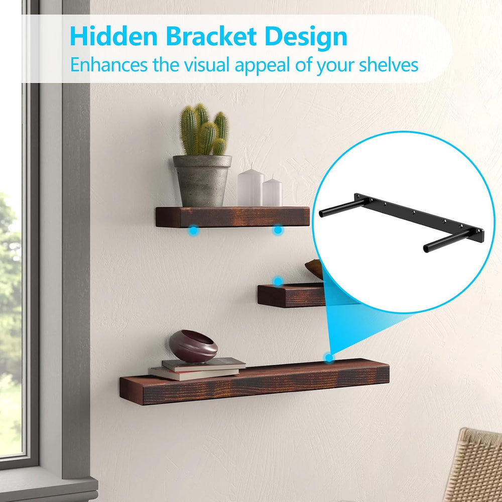 2pcs Floating Shelf Bracket, 17" Heavy Duty Hidden Shelf Brackets Hardwa...