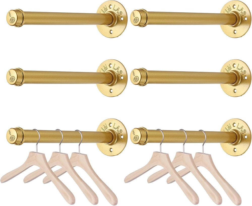 BTSKY 6 Pack Clothes Rack with Screws, 12 Inch Metal Industrial Pipe Clothes ...