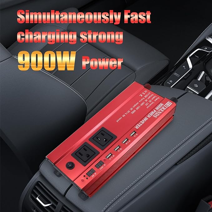 HITRENDS 900W Inverter for Car Power Inverters, 12V DC to 110V AC Converter
