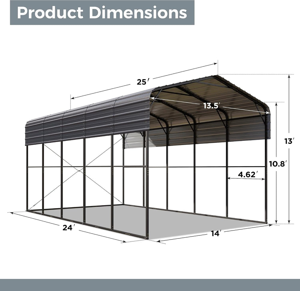 14x25x13 ft Metal RV Carport Heavy Duty Canopy Garage Shelter