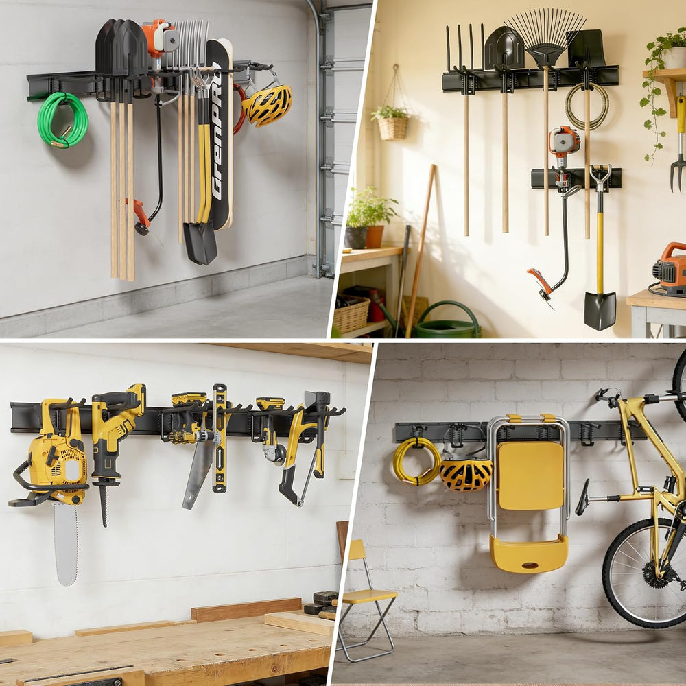 49.5 Inch Garage Tool Organizer, 6 Double-layer Hooks, Holds 440lbs