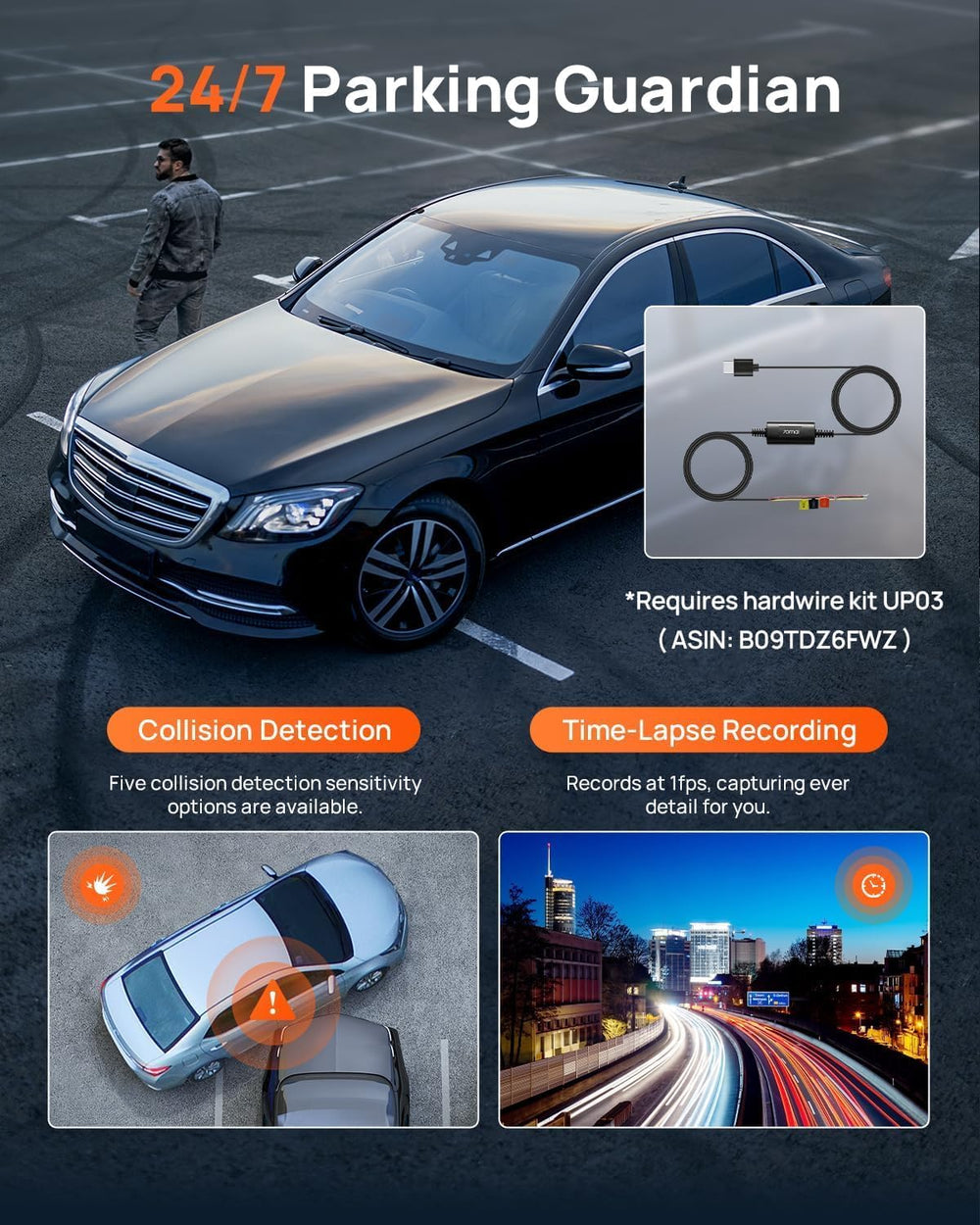70mai 4K Dash Cam Front and Rear, Built in Wi-Fi 6 & GPS Car Camera, Supe...