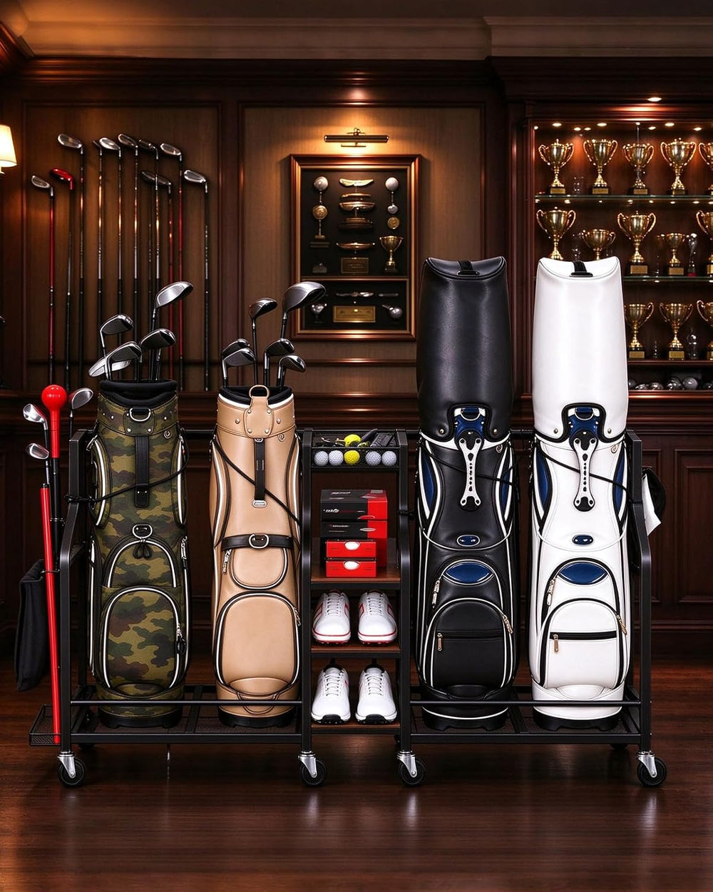 FHXZH Golf Bags Storage Garage Organizer - Golf Bag Stand with Wheels