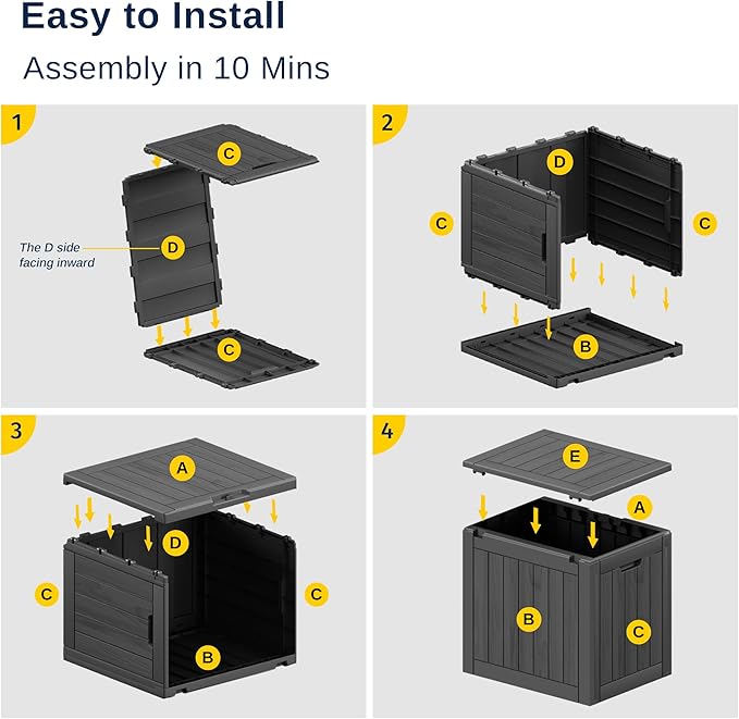 EAST OAK Outdoor Storage Box, 31 Gallon Deck Box, Waterproof Resin Storage Bin