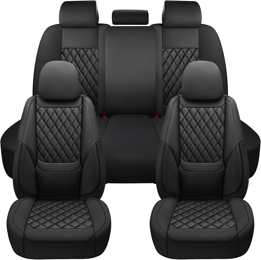 Black Faux Leather 5-Seat Car Seat Covers Full Set