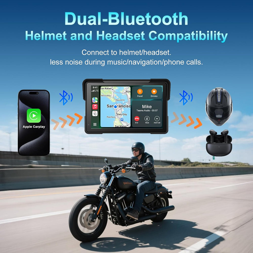 Wireless Motorcycle Apple Carplay & Android Auto,7 Inch Touchscreen with ...