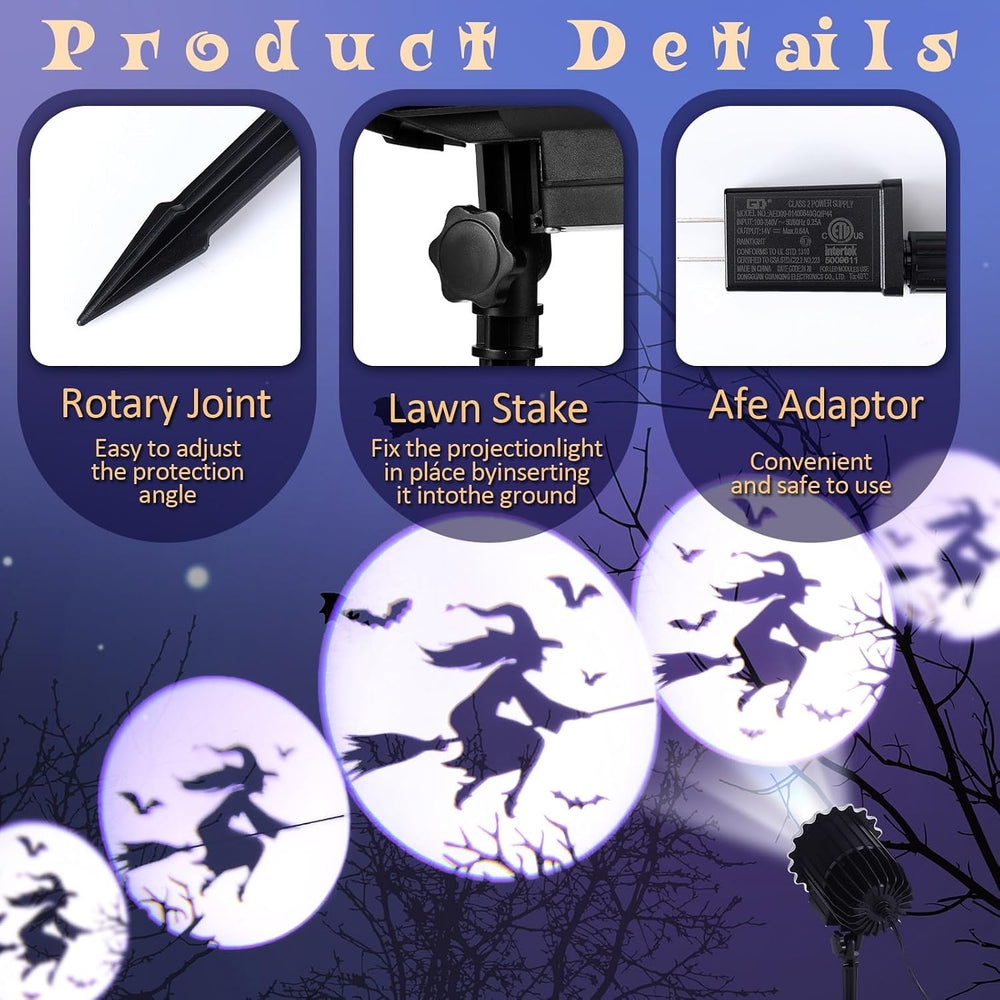 Halloween Projector Light with LED Film Slides, Witch