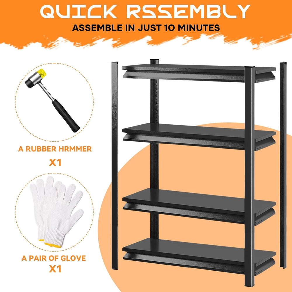 63"H Garage Shelving Heavy Duty Rack, 2400LBS Extra Large Capacity 4 Tie...