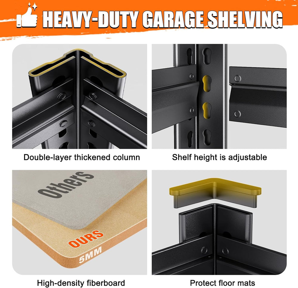 71"H Garage Shelving-5 Tier Garage Storage Shelves,Adjustable Heavy Duty...
