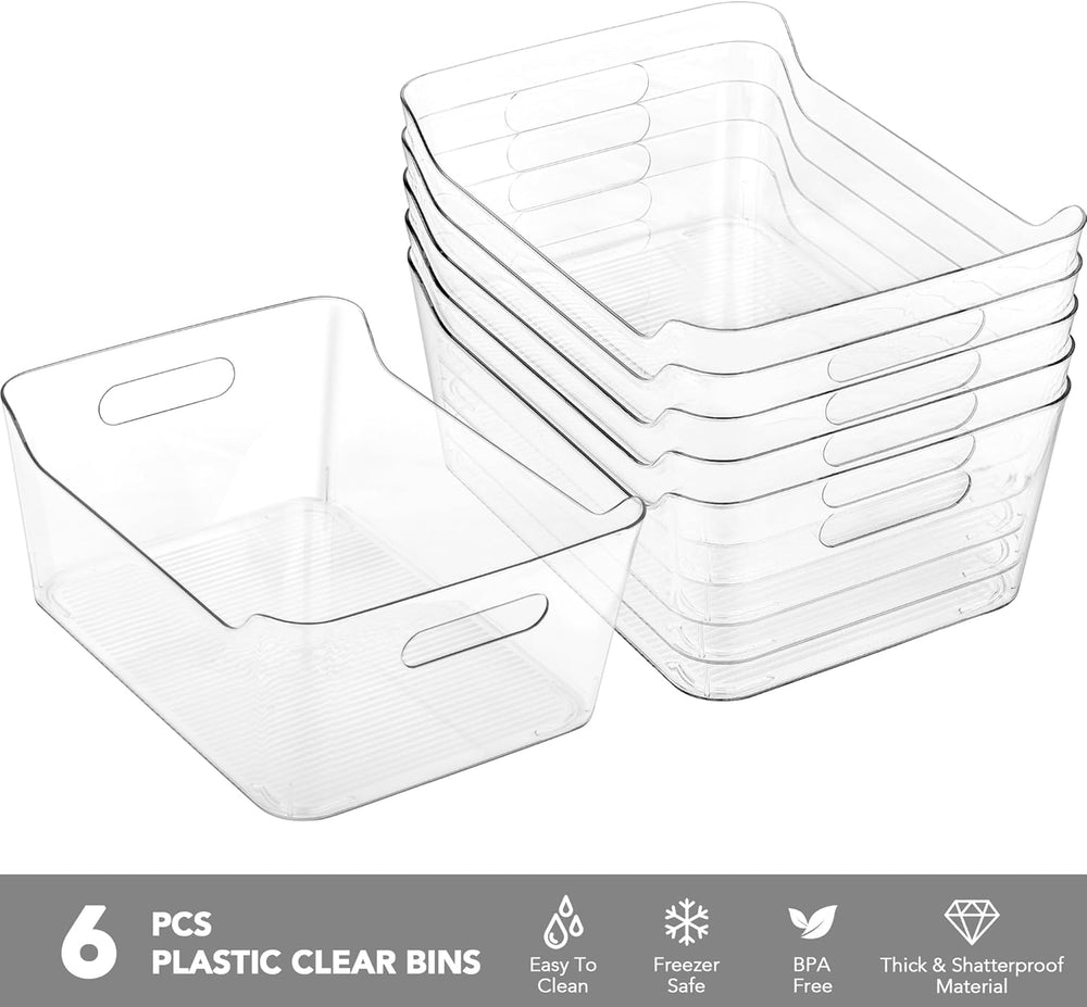 Tiawudi 6 Pack Plastic Storage Bins, Extra Large Pantry Organizer, 13.5"...