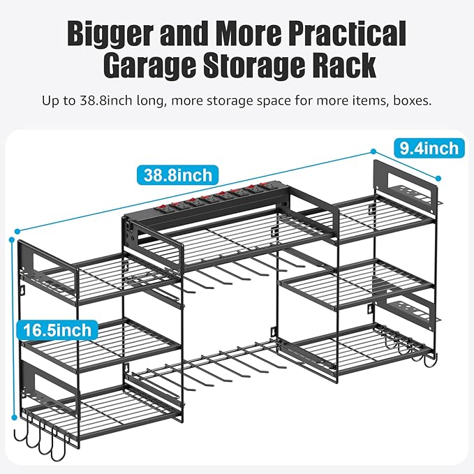 CCCEI Black Power Tool Organizer Wall Mount, Large Tools and Battery Storage