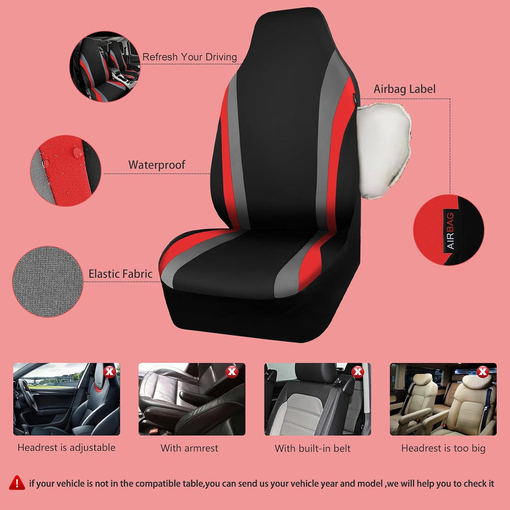 CAR PASS AquaShield Neoprene Waterproof Car Seat Covers Front Seats Only, Hig...