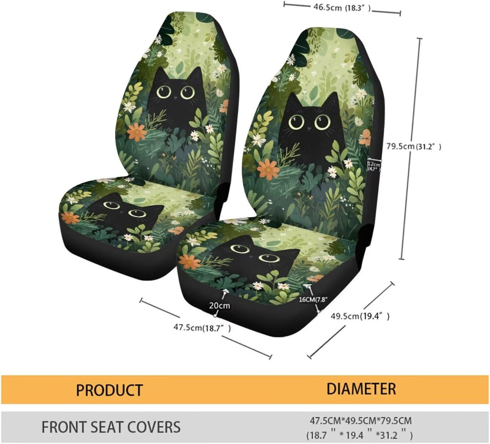 Talayituse Cute Cat Forest Print Car Seat Covers Front Set Car Seats with Ela...