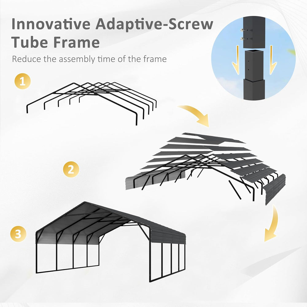 20' x 20' Outdoor Heavy Duty Metal Carport, Garage Car Shelter Shade,...