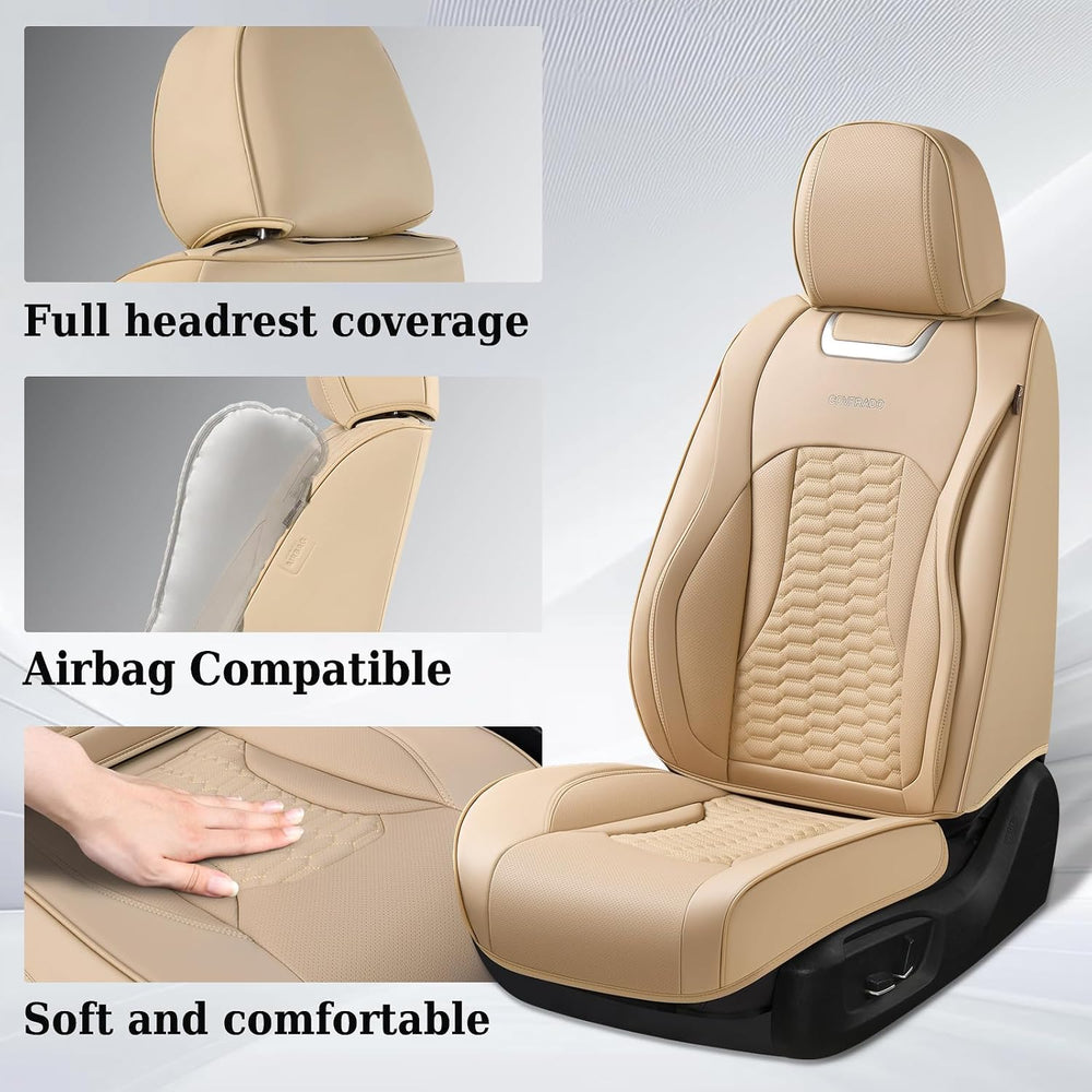 Coverado Car Seat Covers Front Seats, Luxury Leather Seat Covers for Cars, Au...