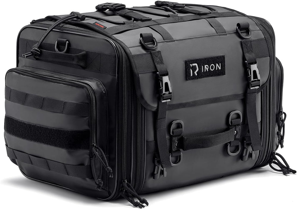 RIDEIRON Motorcycle Tail Bag, Expandable from 40L to 60L with Rain Cover