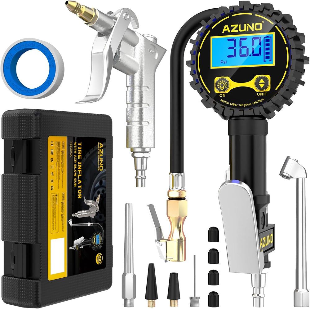 Tire Pressure Gauge, 3-in-1 Digital Tire Inflator with Air Blow Gun, 200PSI f...