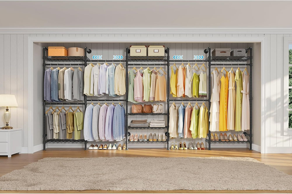 Timate F5 Expandable Wall Mounted Clothes Rack with 8 Adjustable Shelves &...