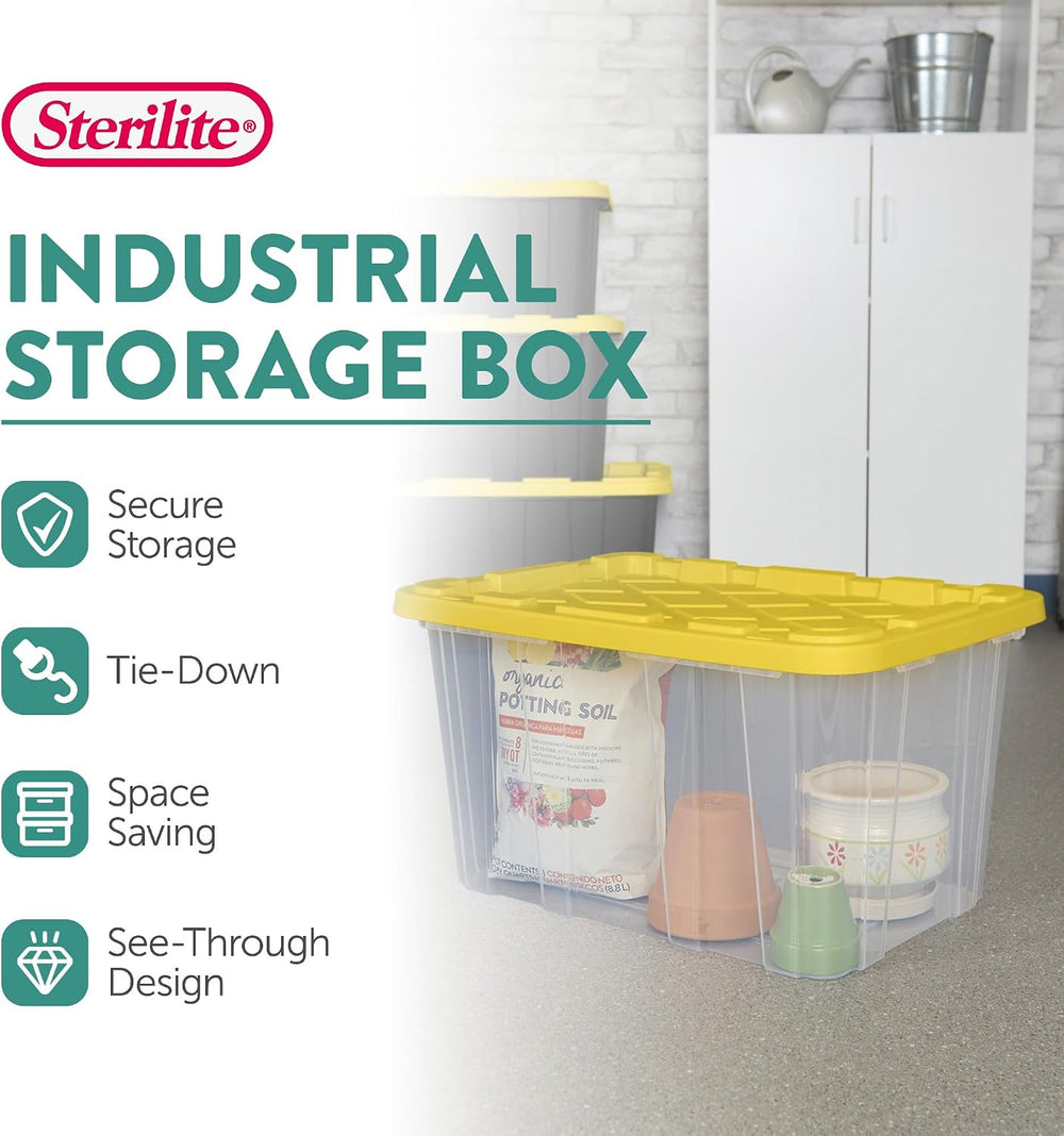 Sterilite 4-Tier Tote Rack & 4-Pack 27 Gallon Storage Box, Shelf and Tote...
