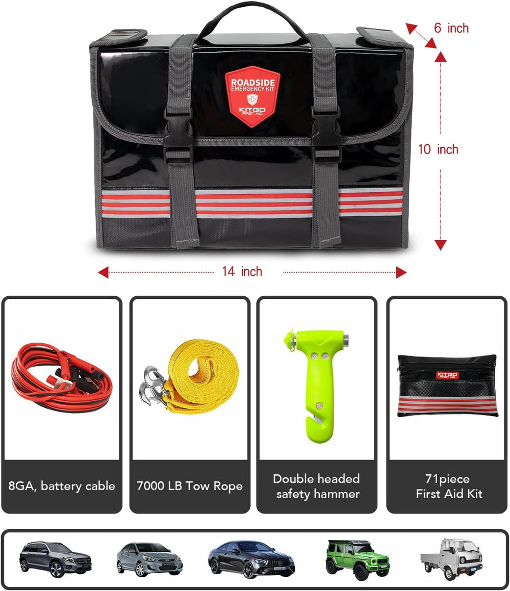 Car Emergency Kit (126 Piece)๏ผGift for Father Women Friend, Premium Roadside ...