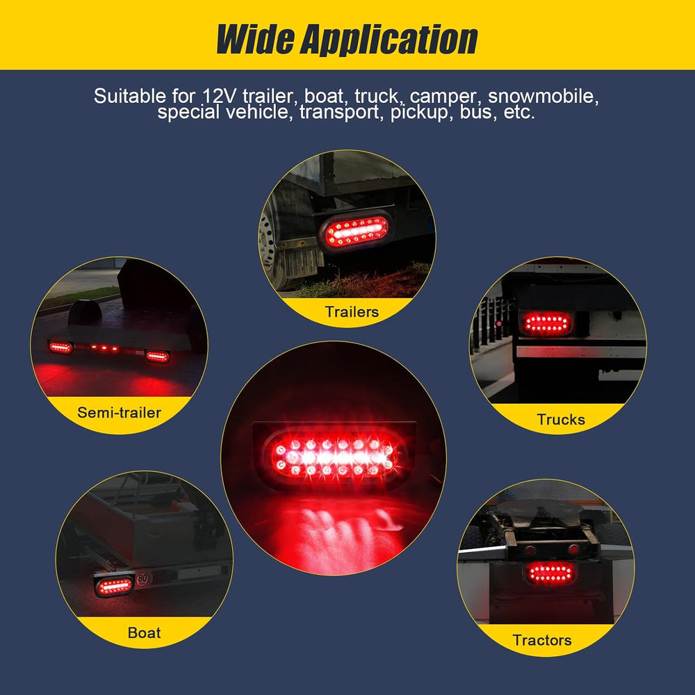6inch Oval Trailer Lights Led Kit w/Backup Lights, Red/White 22LED