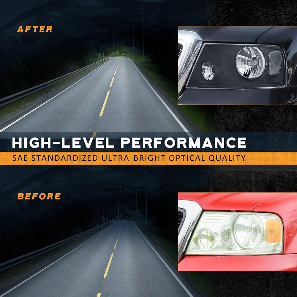 WEELMOTO Headlights for 2004-2008 Ford F150 Pickup / 06-08 Mark LT Headlight ...