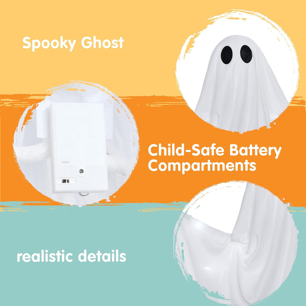 JOYIN 2 Pcs 47โ Halloween Light up Hanging Ghost Decorations Outdoor, Cold Wh...