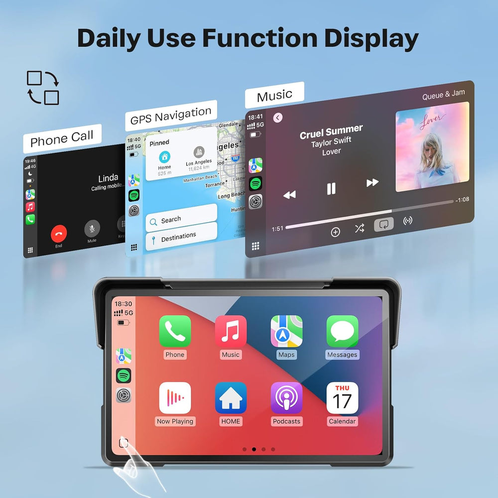 7 Inch Wireless Motorcycle Carplay GPS Navigation System with Apple Carplay a...