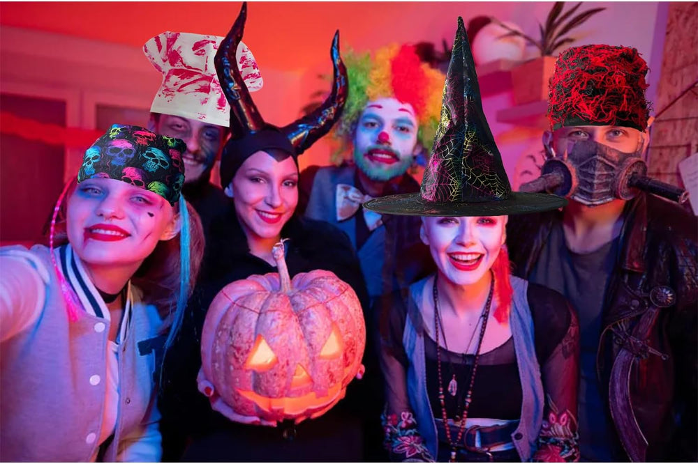 12 Assorted Funny Halloween Party Hats Witch Hat Halloween Costume Decoration...