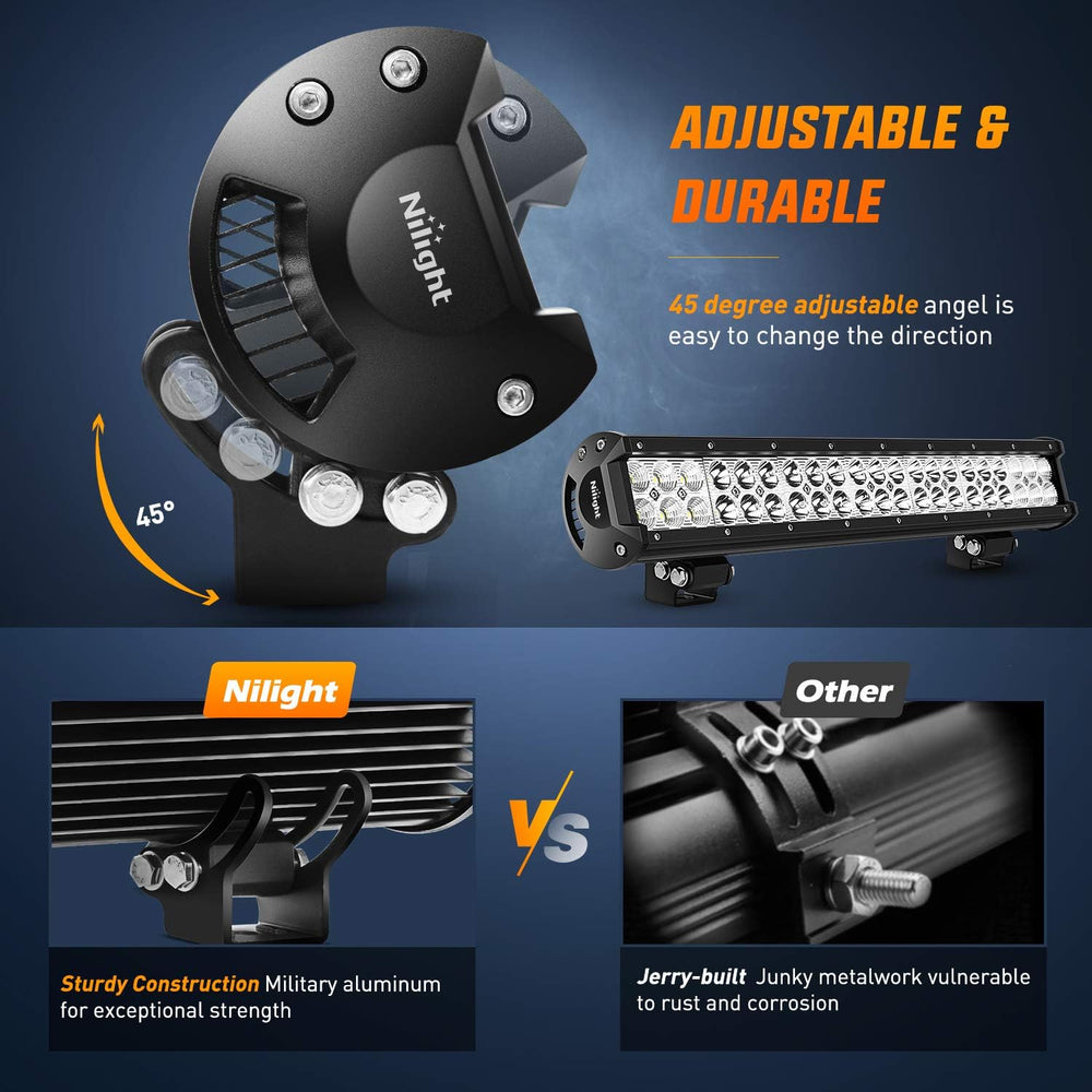 Nilight LED Light Bar 2Pcs 20Inch 126W 8820 LM Off Road Driving Lights Spot F...
