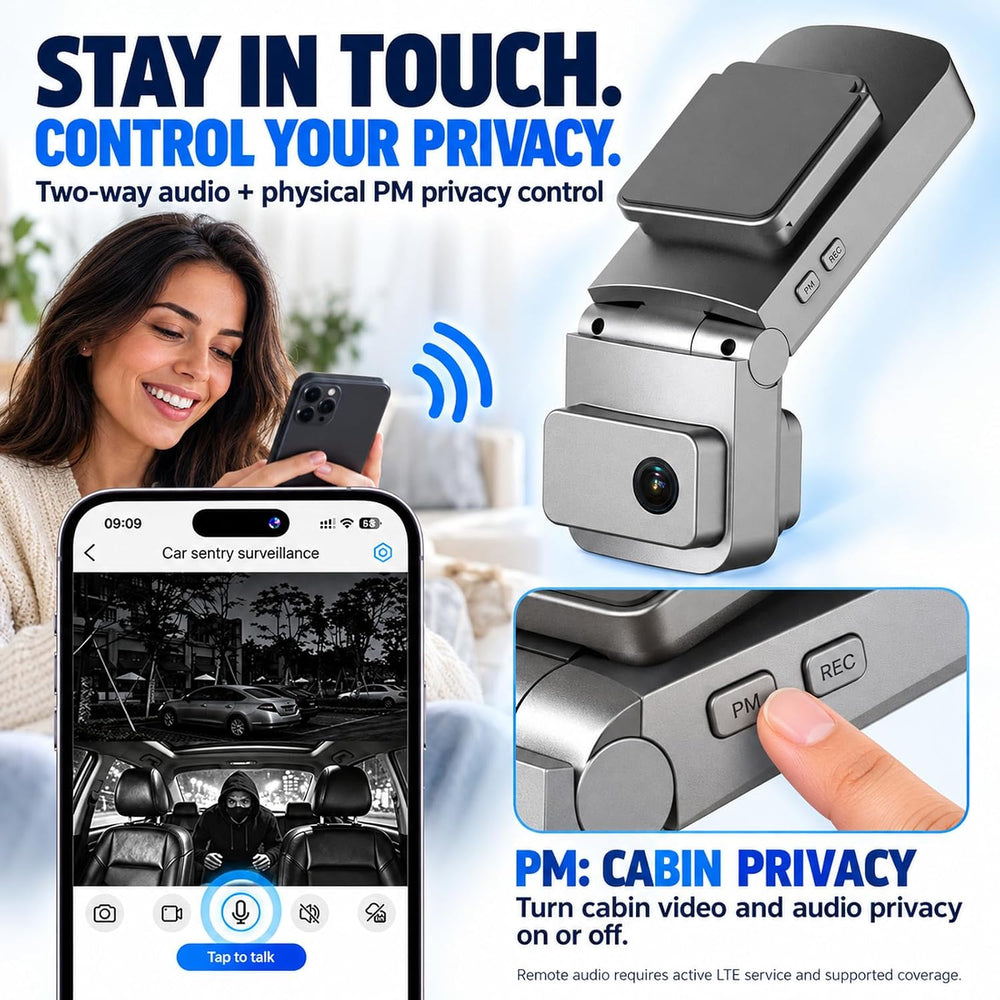 4G LTE Dash Camera for Car Vandalism Surveillance, Dual Dash Cam Live View