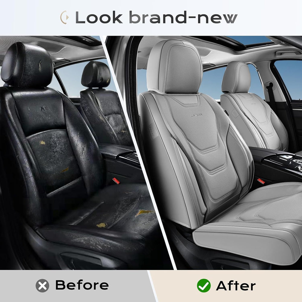 Coverado Car Seat Covers Full Sets, 5 Piece Car Seat Protector Waterproof Lea...