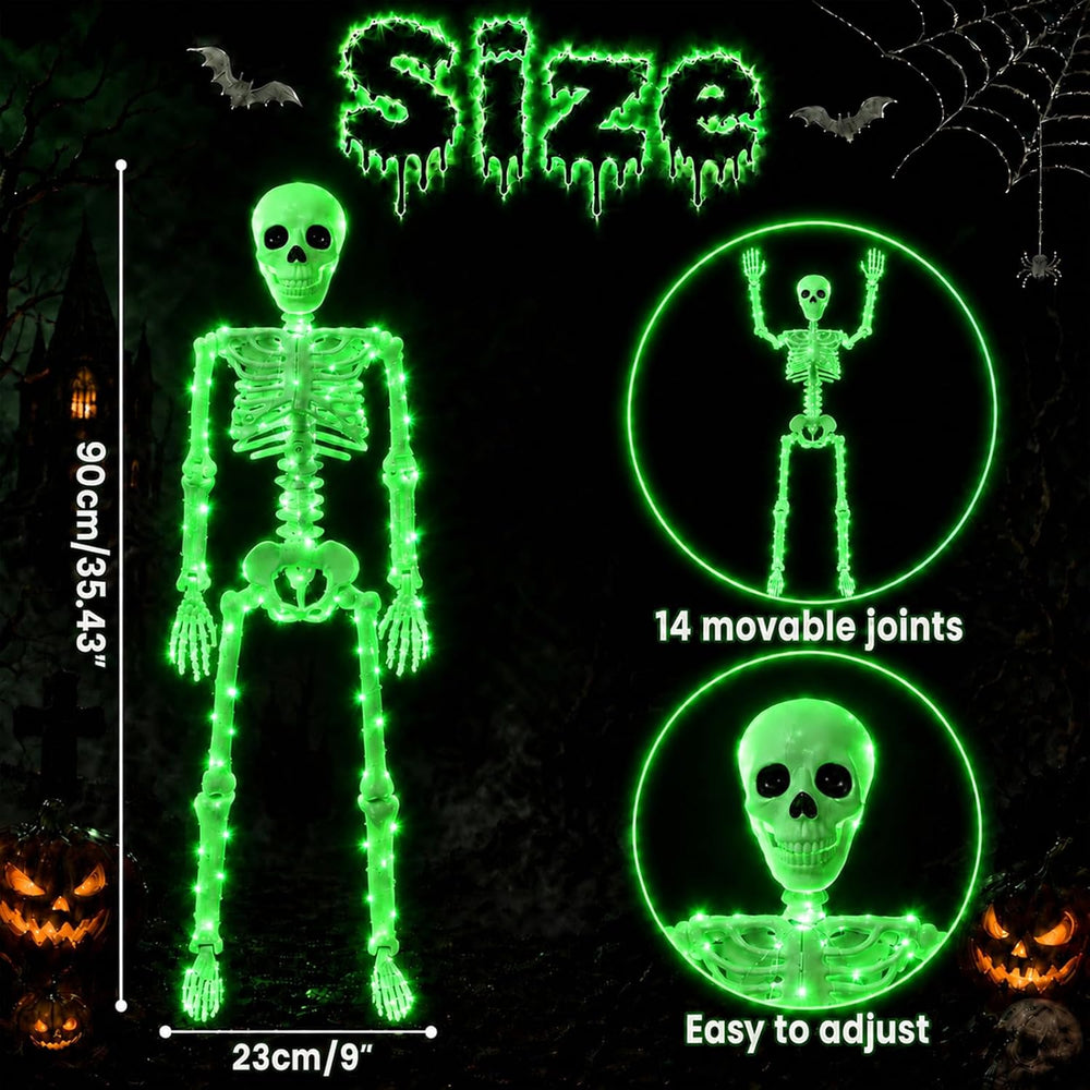 2Pack36 Halloween Light up Skeleton Deco(350 Green Lights,6H autoโOff)