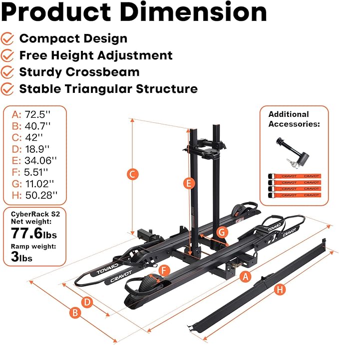 CyberRack S2 Ebike Rack, 300 lbs Capacity Foldable Bike Racks