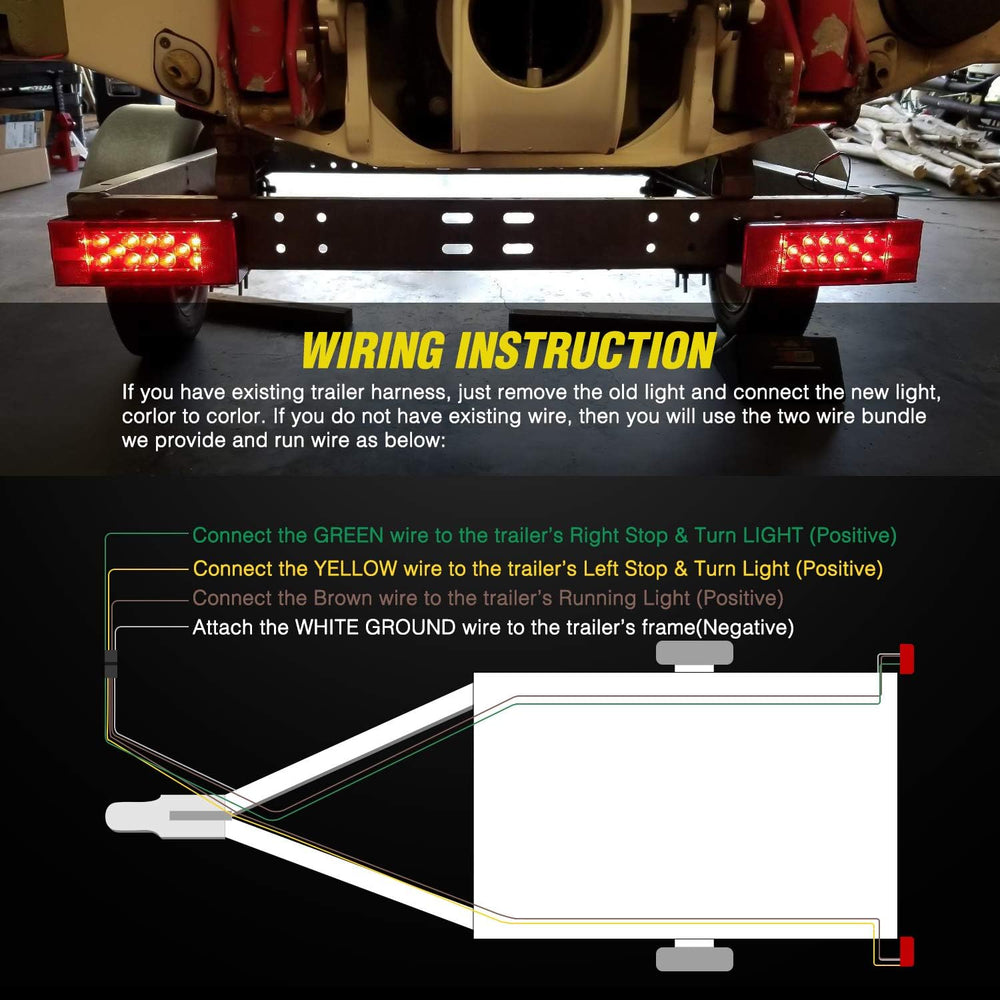 Nilight 2PCS Rectangular Submersible LED Trailer Light Kit,IP68 Waterproof