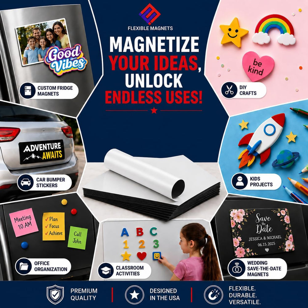 Flexible Magnet Sheet with Adhesive Backing, 20 Mil, 8.5" x 11", 10...