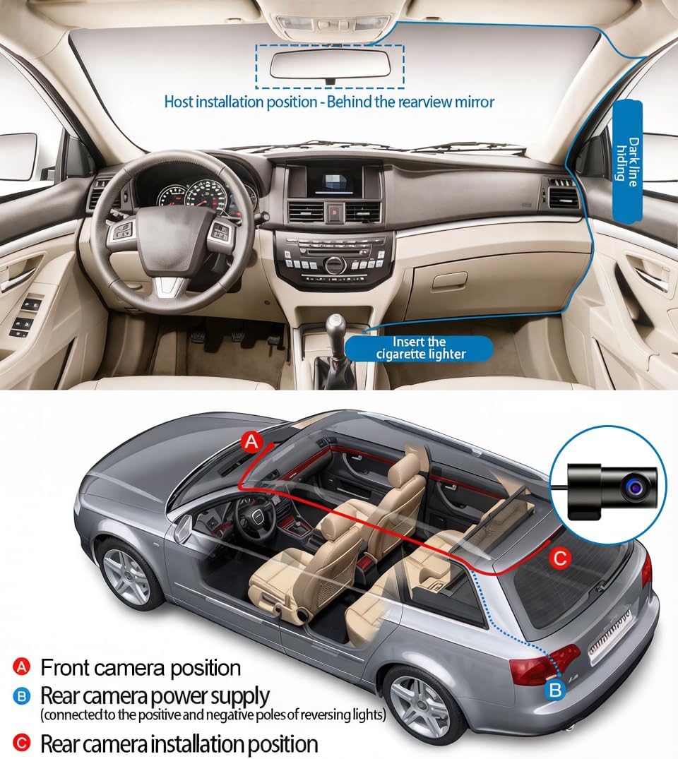 4K Dash Cam Front and Rear, Dash Camera for Cars with 64GB Card, Built-in 5.8...