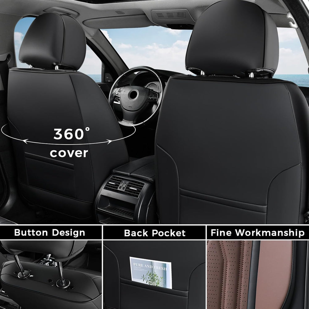 Coverado Seat Covers FullSet, 5 Seats Car Seat Protector, Waterproof Nappa Le...