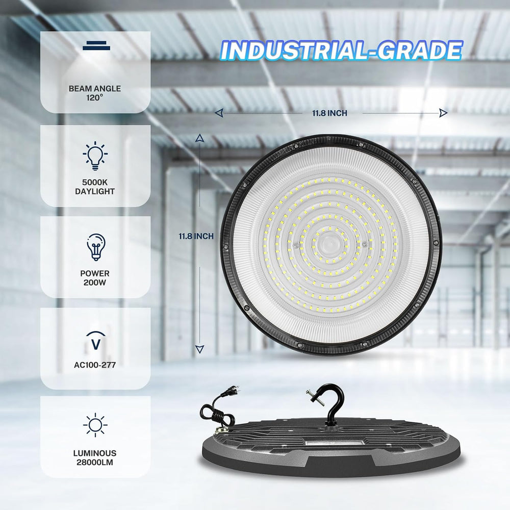 THELUX 200W 10Pack UFO Led High Bay Lights 5000K 28000LM(Equiv.800WMH/HPS), H...