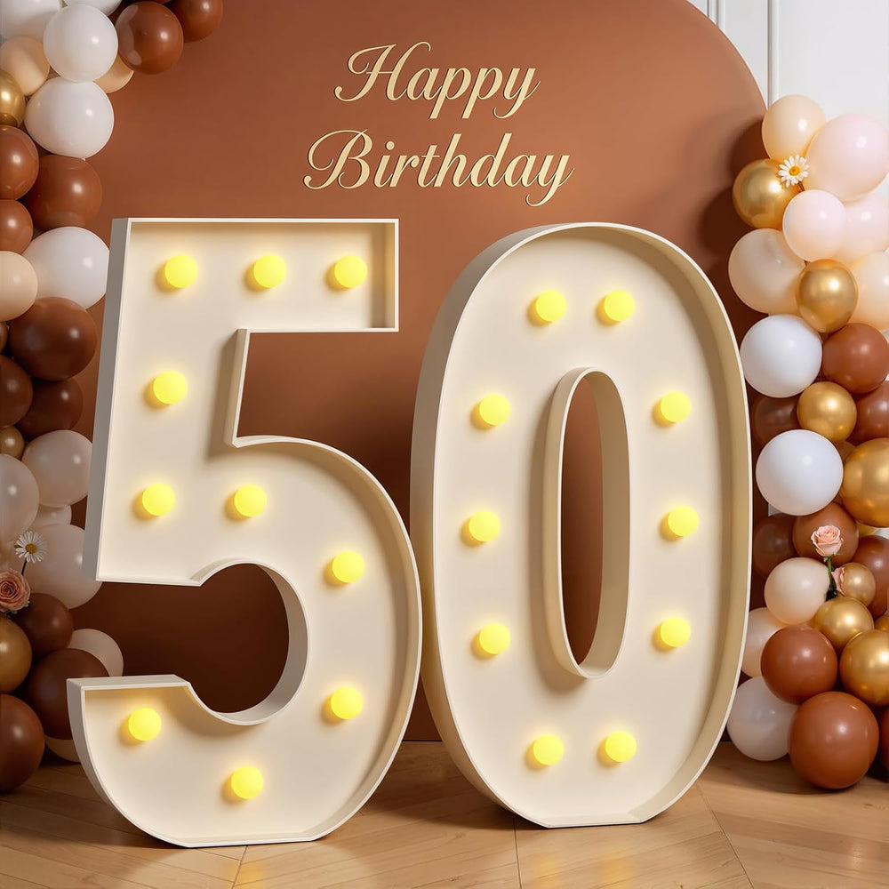 Tongjoy 4FT Marquee Numbers 50, Light Up Numbers 50 Birthday Decoration