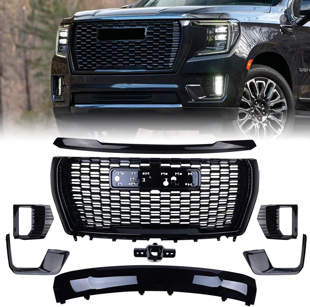 Grille Set 8pcs Compatible with 2021-2024 GMC Yukon/Yukon XL Denali Front Upp...