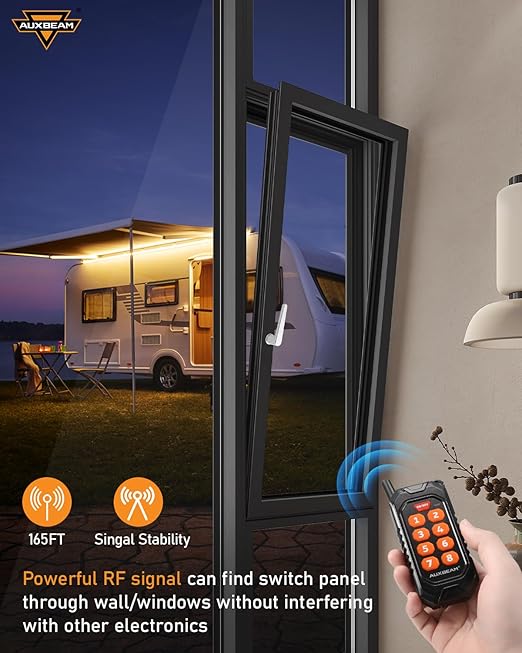 Auxbeam 8 Gang Switch Panel RC-800 RGB Wireless Remote Control Range Up to
