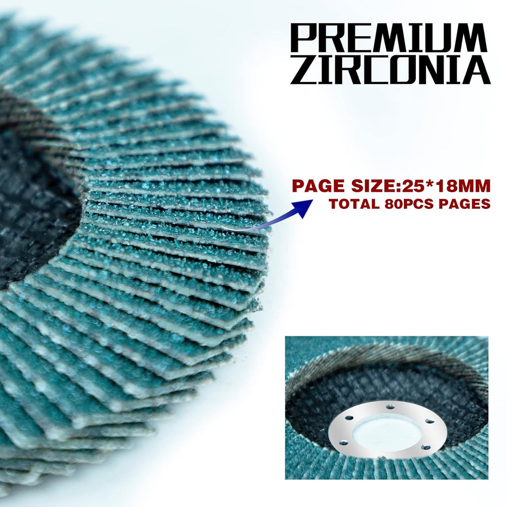 Sali 24 Pack Zirconia Flap Disc 80 Grit 4.5" x 7/8-Inch Sanding Disc Bev...