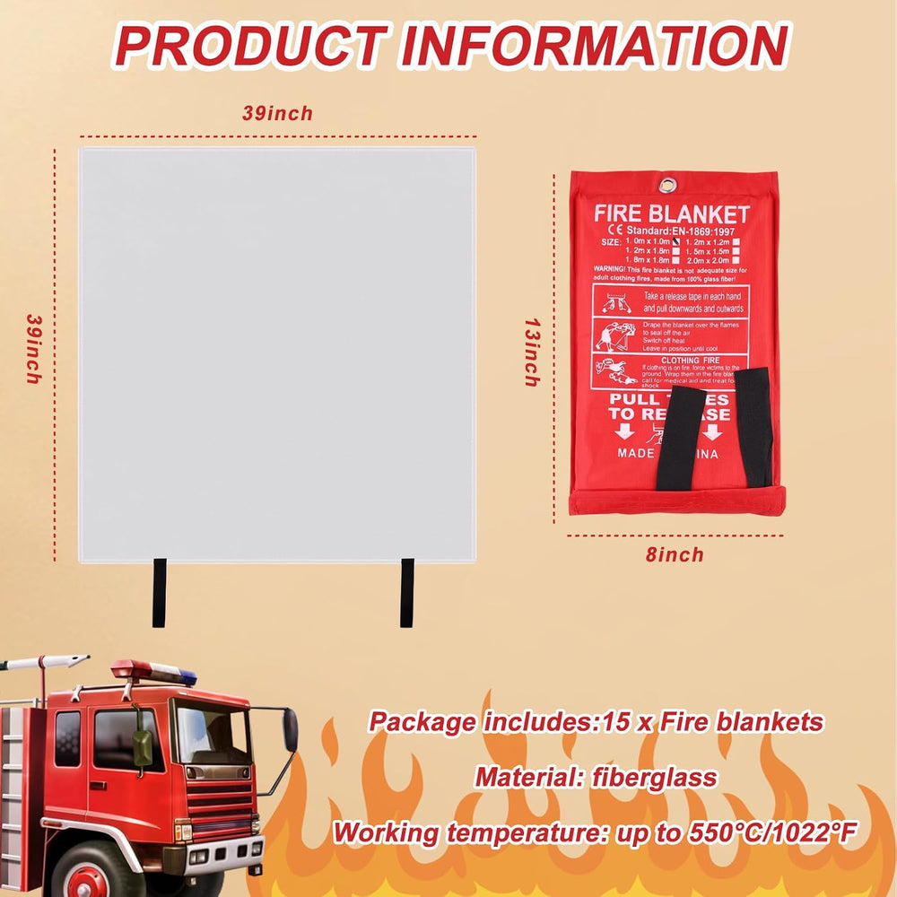 15 Pack Emergency Fire Blanket for Home and Kitchen Fire Suppression Blanket ...