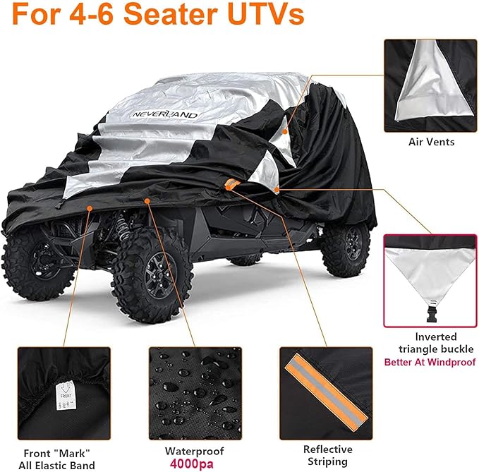 Neverland UTV Cover Waterproof 300D Heavy Duty 2-3 Seater/4-6 Seater 4 Door