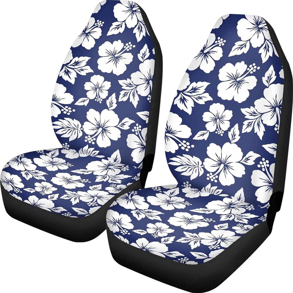 Dreaweet Hawaiian Seat Covers for Cars Blue Hibiscus Flower Print Car Seat Co...