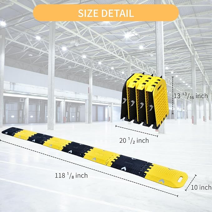 Collapsible Speed Bumps for Road - 10 Ft Portable Traffic Hump for Driveway